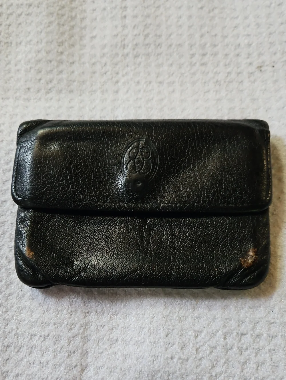 Buxton Black Leather Coin Pouch with Gold Snap